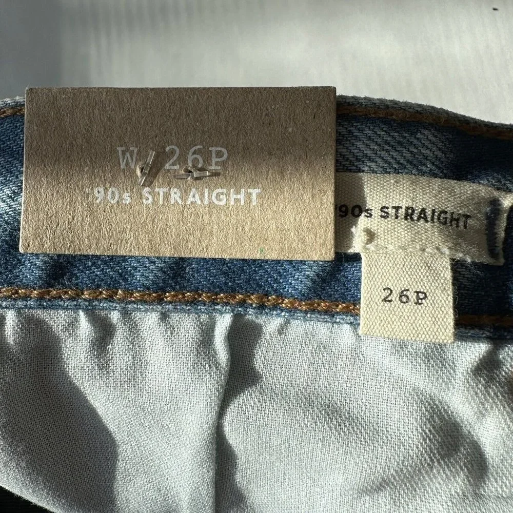 Madewell Petite '90s Straight Jean Womens 26P Blue Mercer Wash READ High Rise - Picture 14 of 16